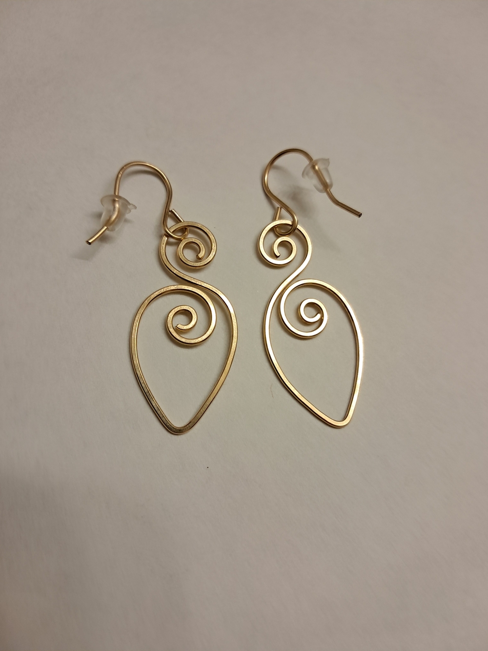 Gold Swirl Teardrop Dangle Earrings